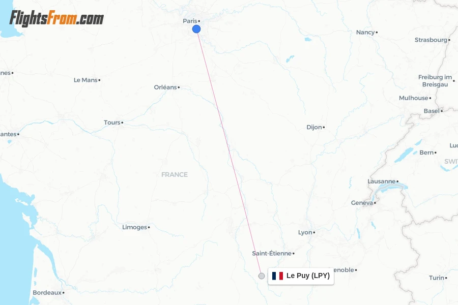 Le Puy flight map