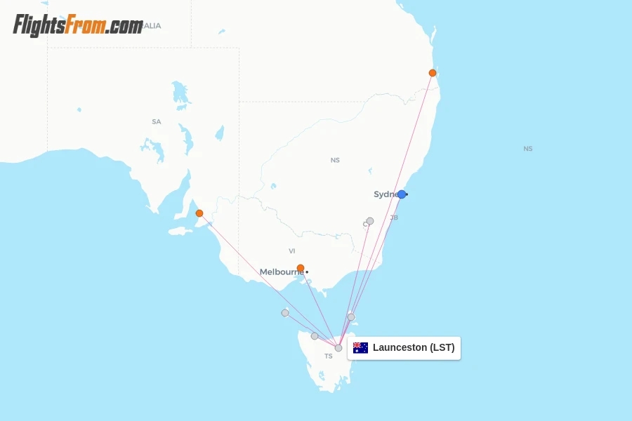 Launceston flight map