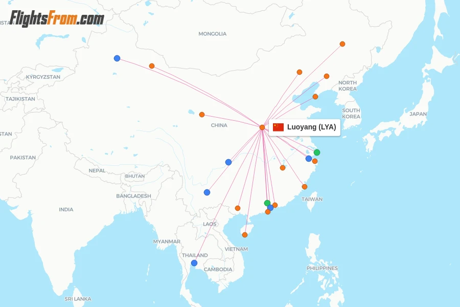 Luoyang flight map