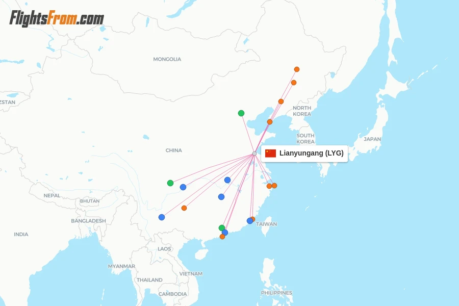 Lianyungang flight map