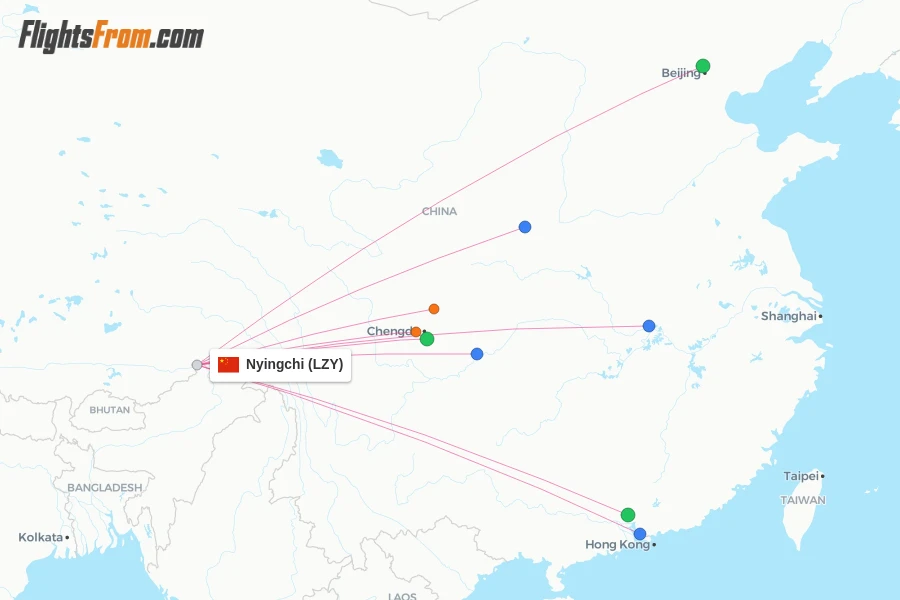 Nyingchi flight map