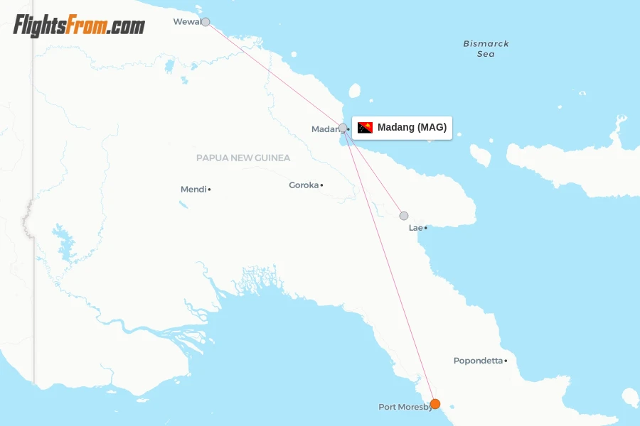 Madang flight map