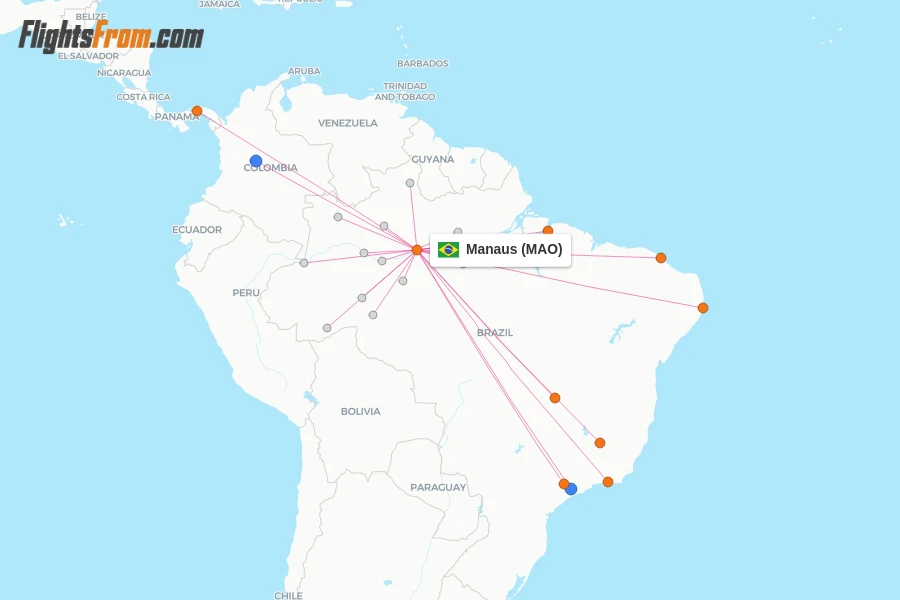 Manaus flight map