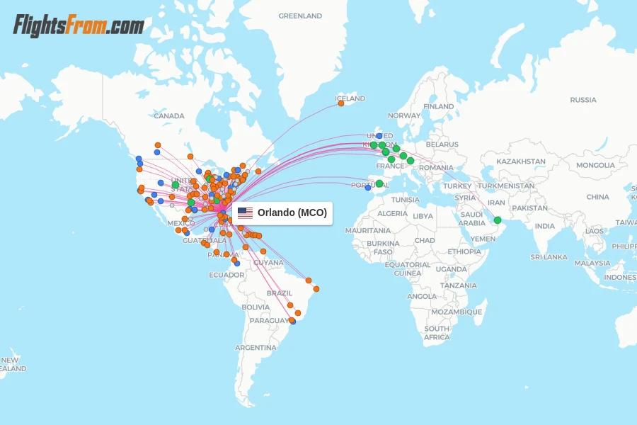 Orlando flight map