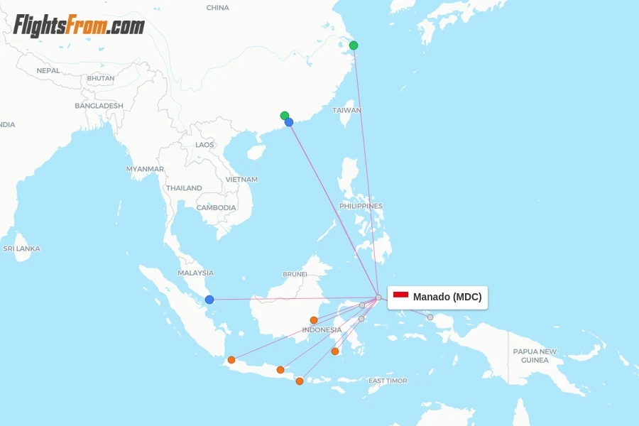 Manado flight map