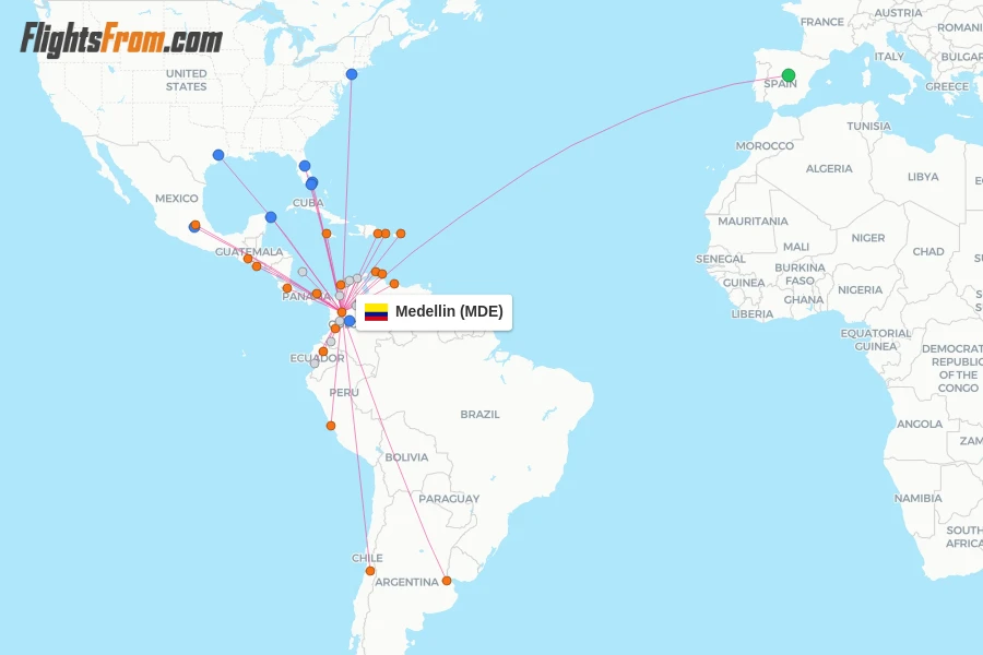 Medellin flight map