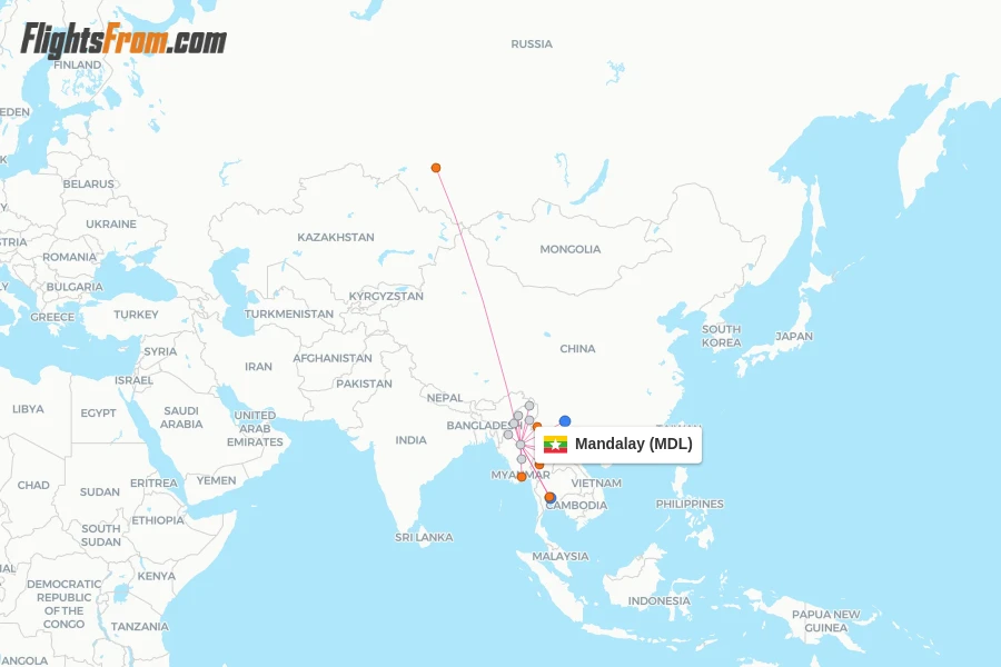 Mandalay flight map
