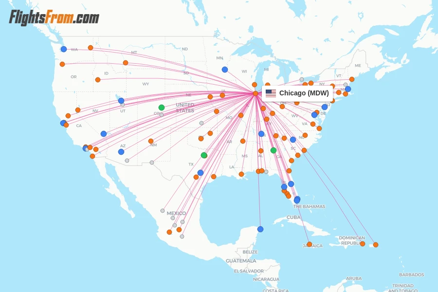 Chicago flight map