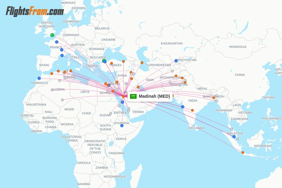 Madinah flight map