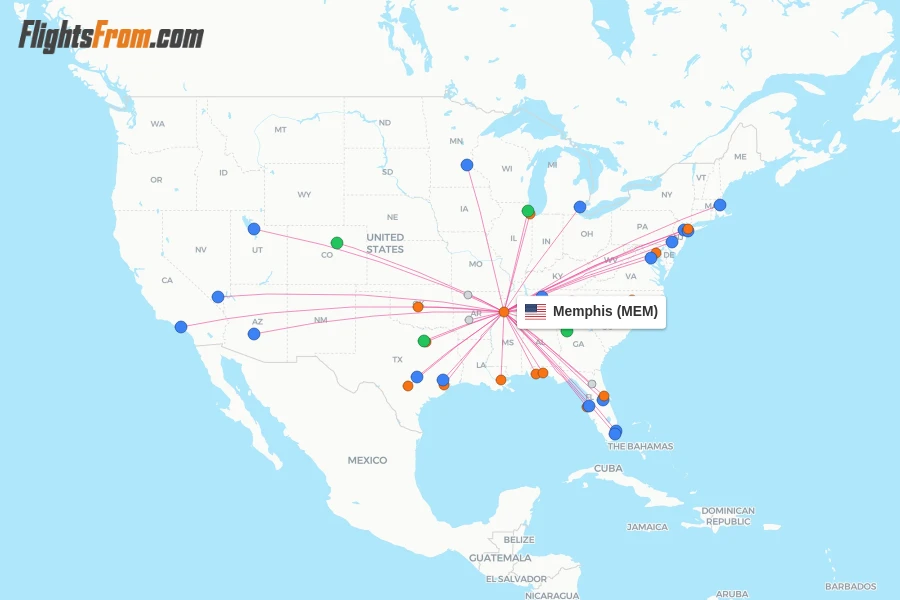 Memphis flight map