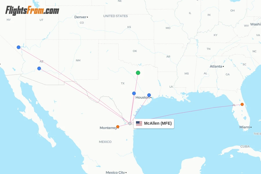 McAllen flight map