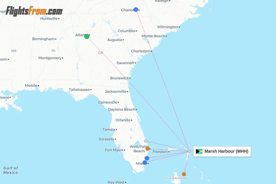 Marsh Harbour flight map