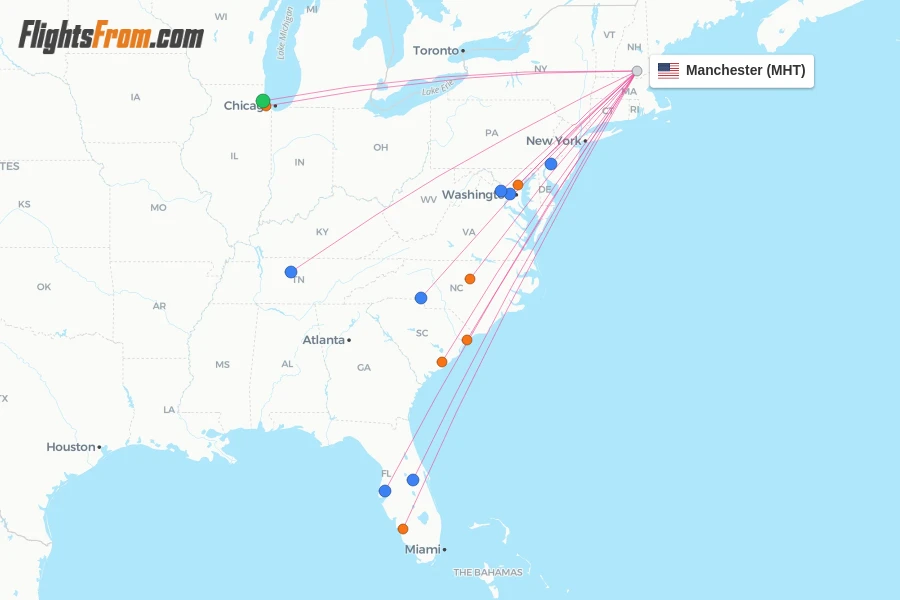 Manchester flight map