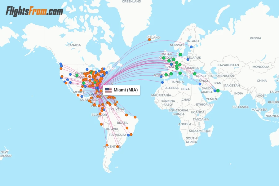 Miami flight map