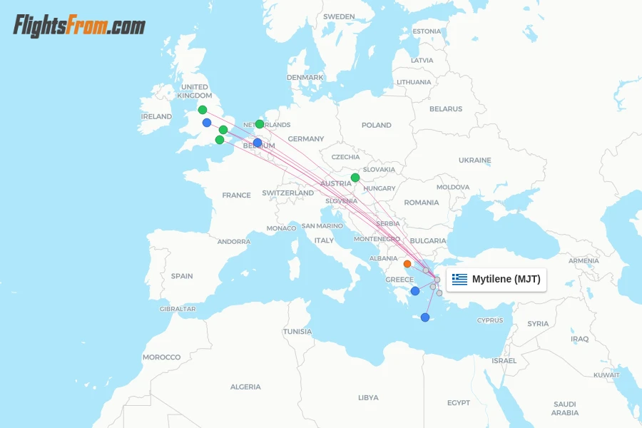 Mytilene flight map