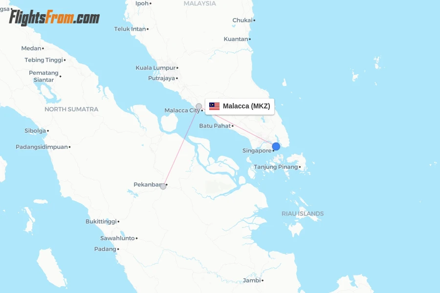 Malacca flight map