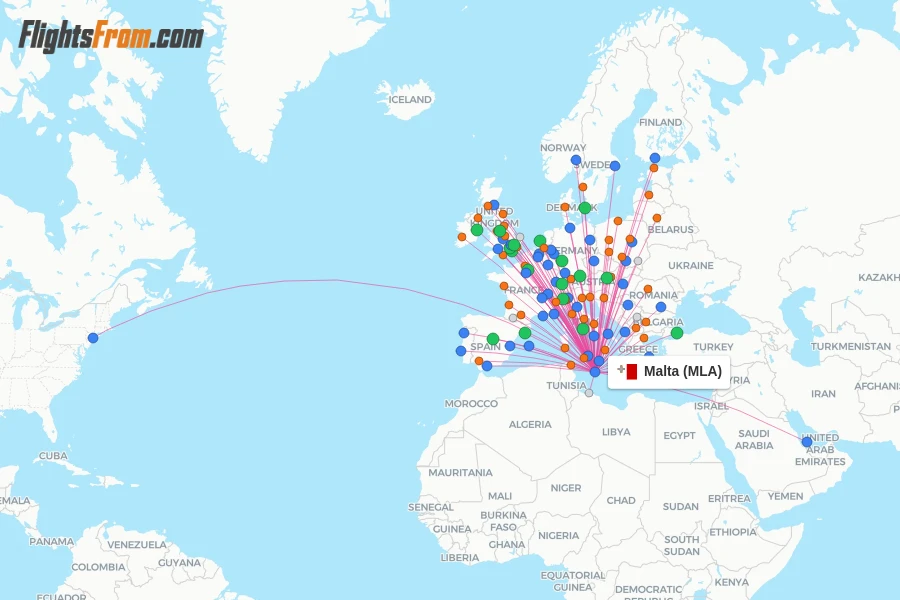 Malta flight map