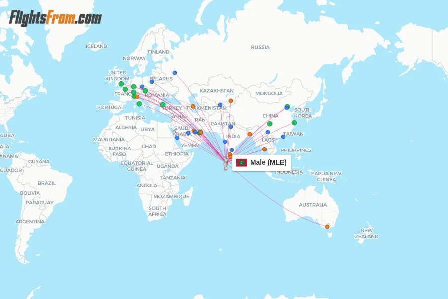 Male flight map