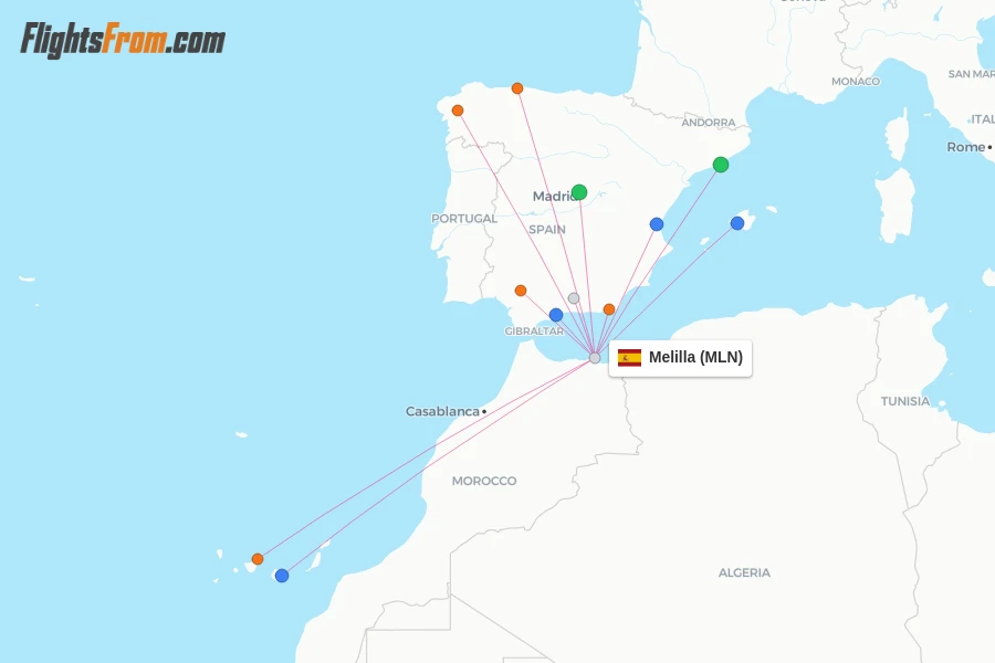 Melilla flight map
