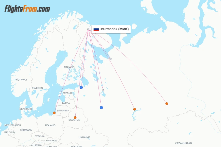 Murmansk flight map