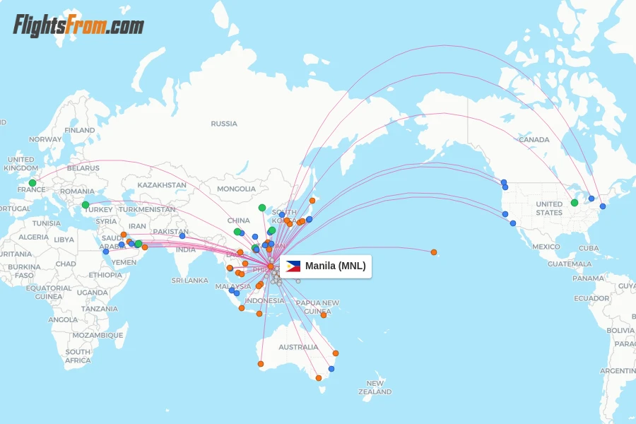 Manila flight map