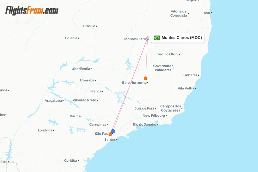 Montes Claros flight map