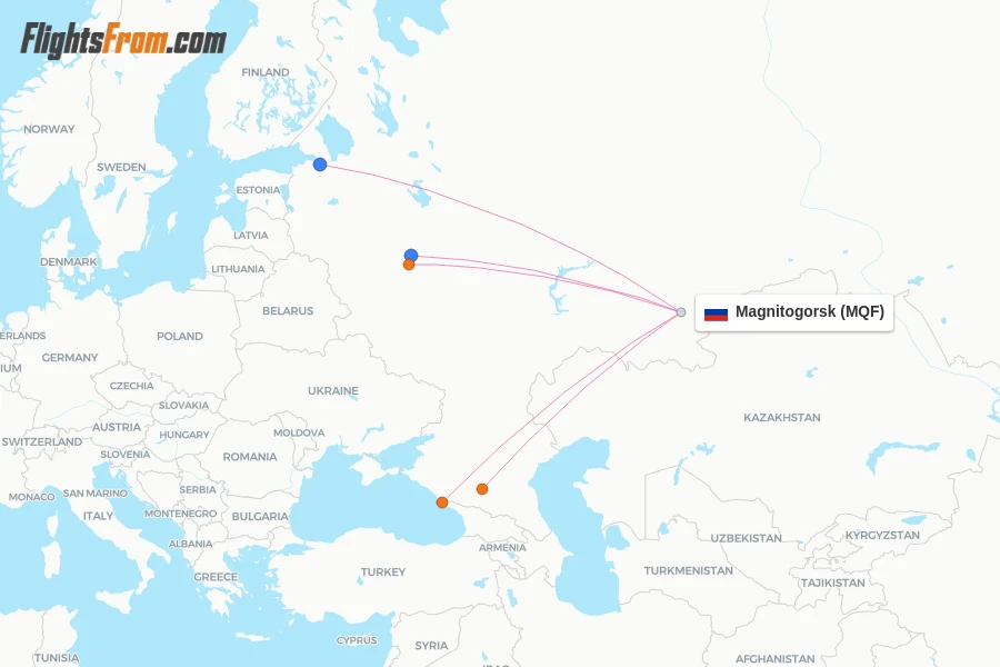 Magnitogorsk flight map