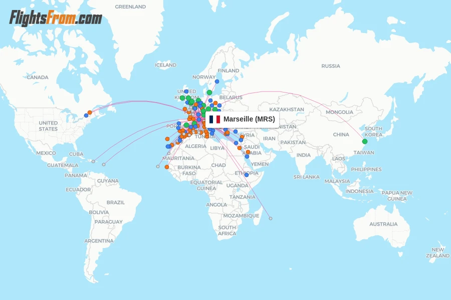 Marseille flight map