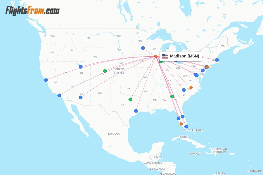 Madison flight map