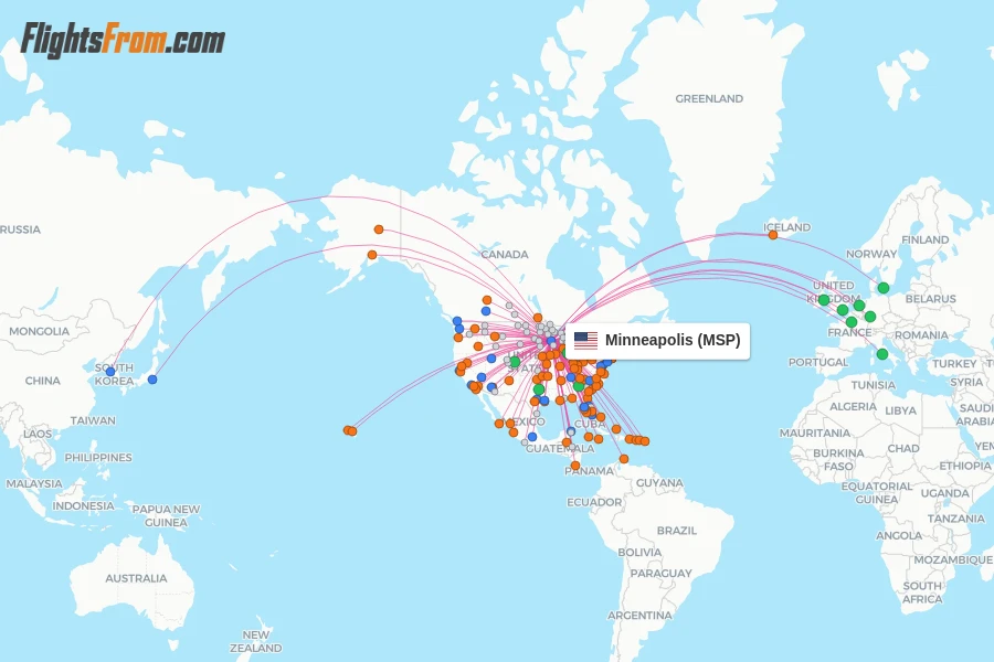 Minneapolis flight map