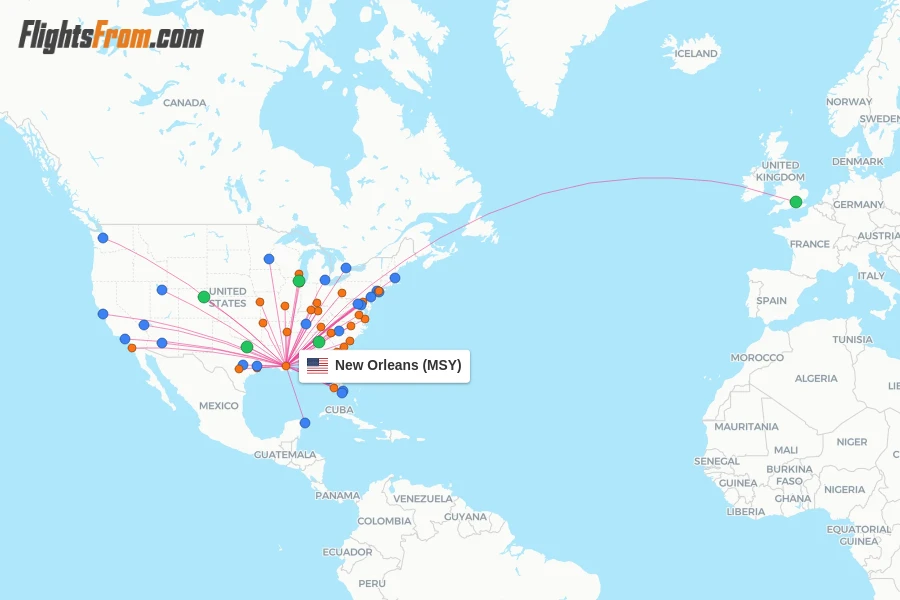 New Orleans flight map