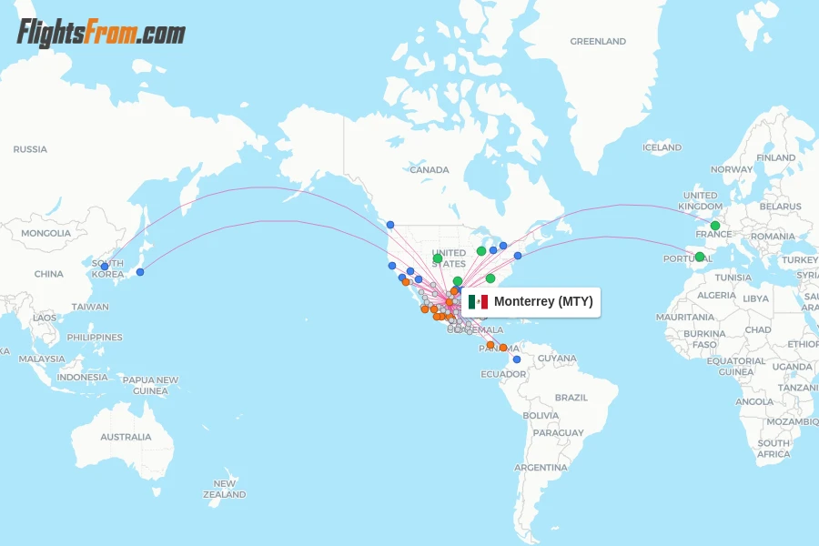 Monterrey flight map