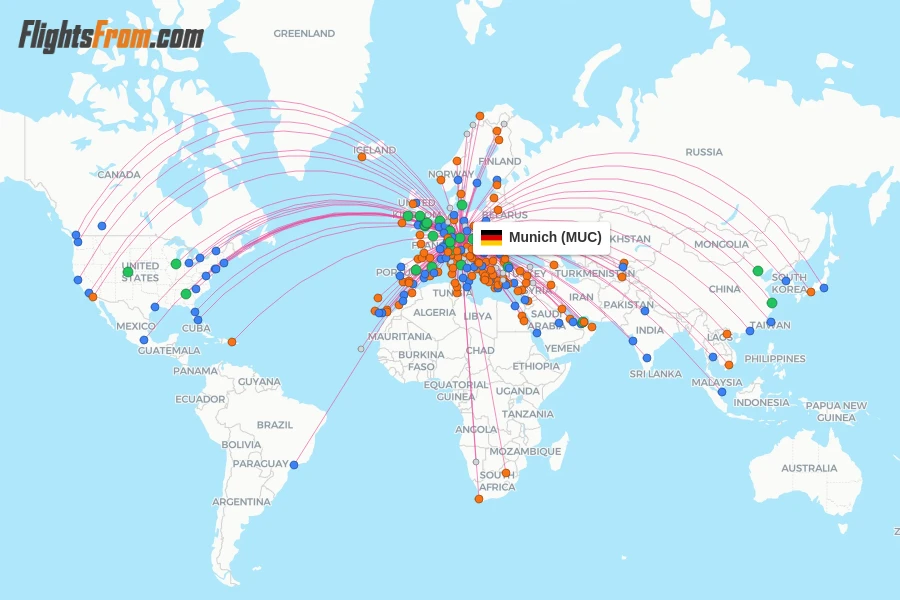 Munich flight map