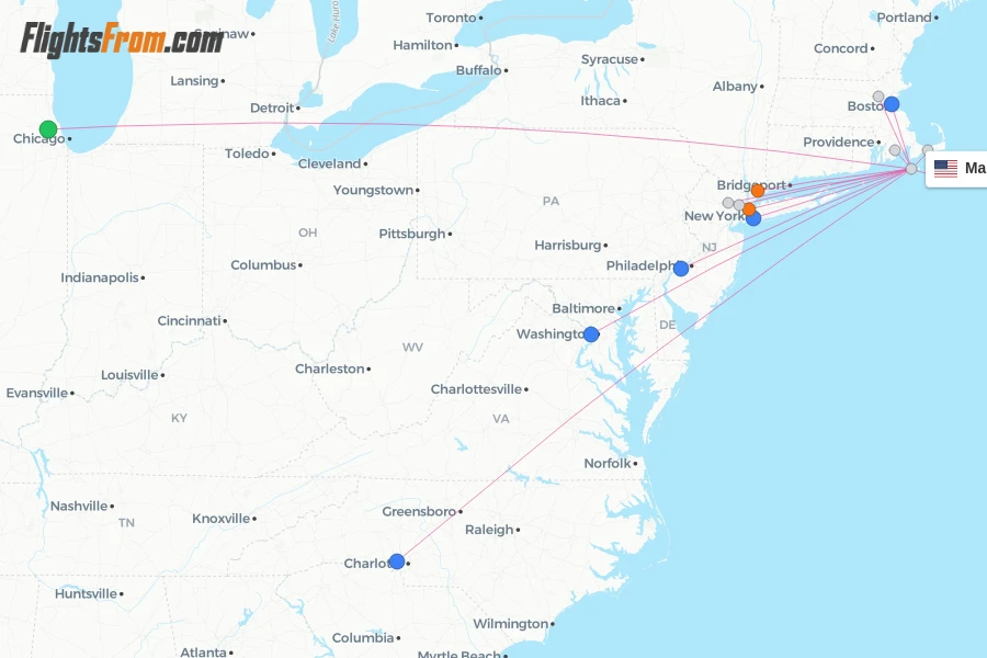 Martha's Vineyard flight map