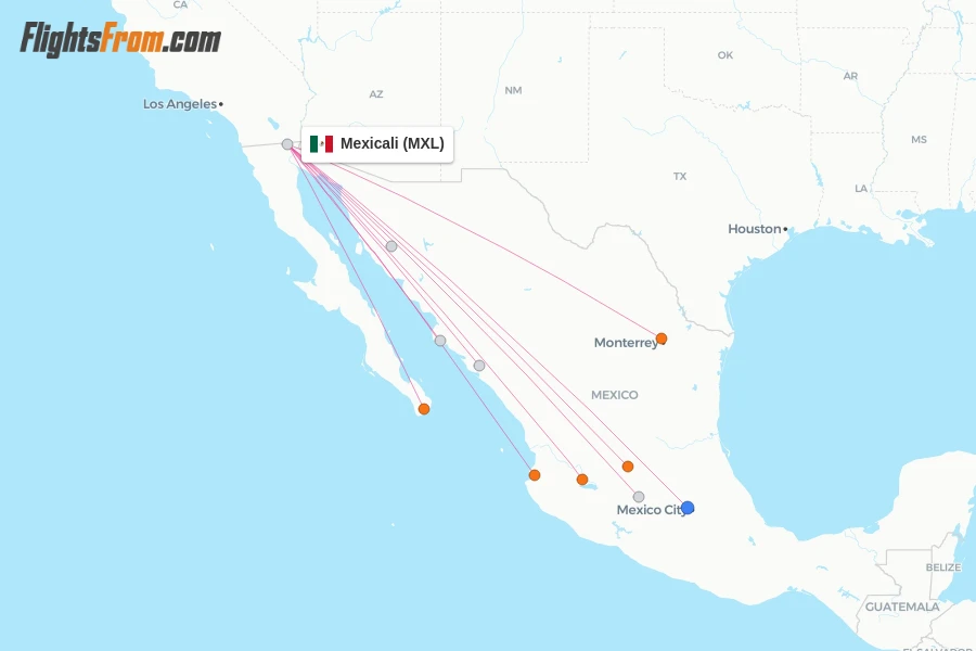 Mexicali flight map
