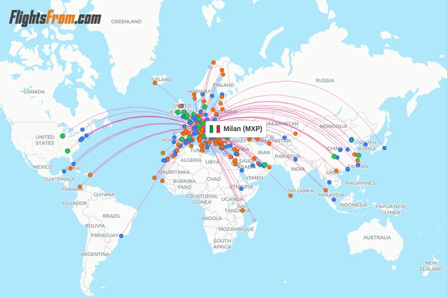 Milan flight map