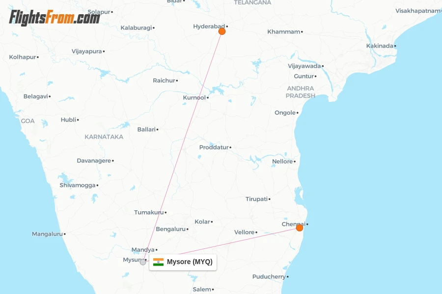 Mysore flight map