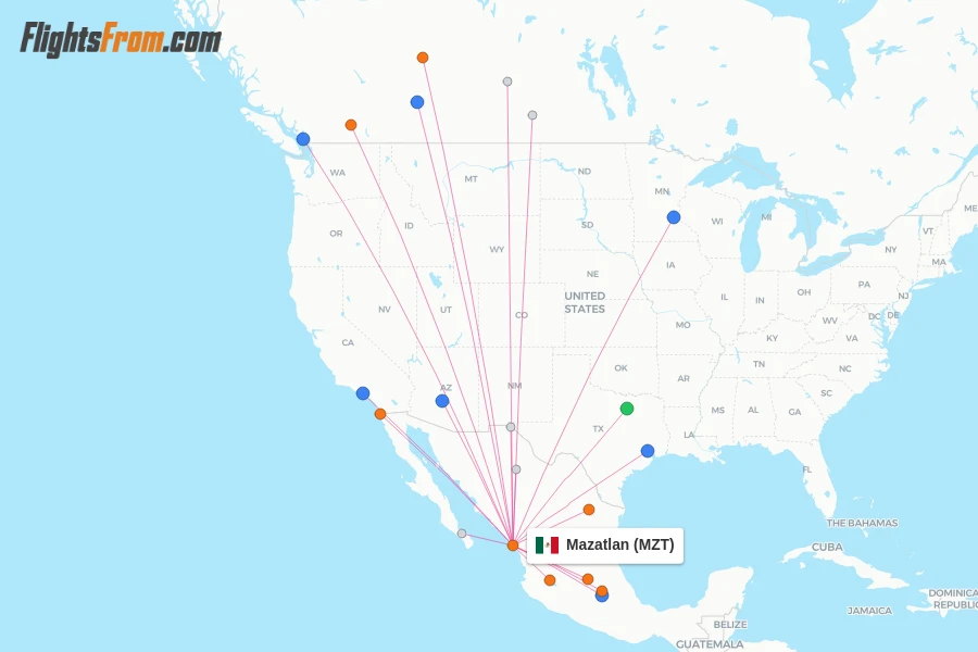 Mazatlan flight map