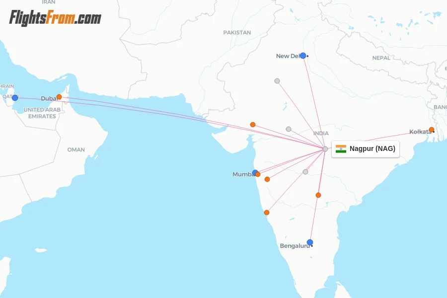 Nagpur flight map
