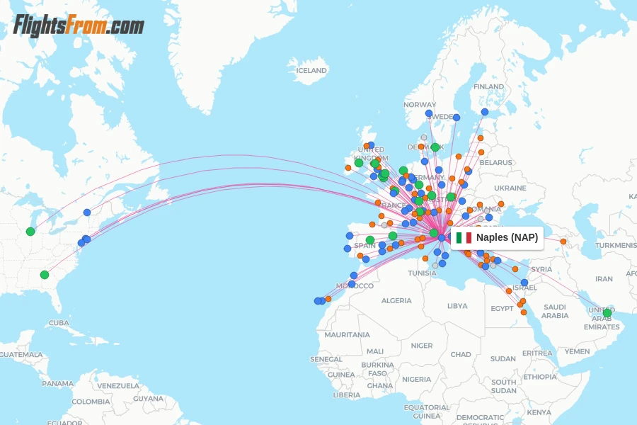 Naples flight map