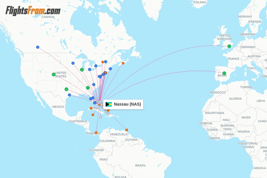 Nassau flight map