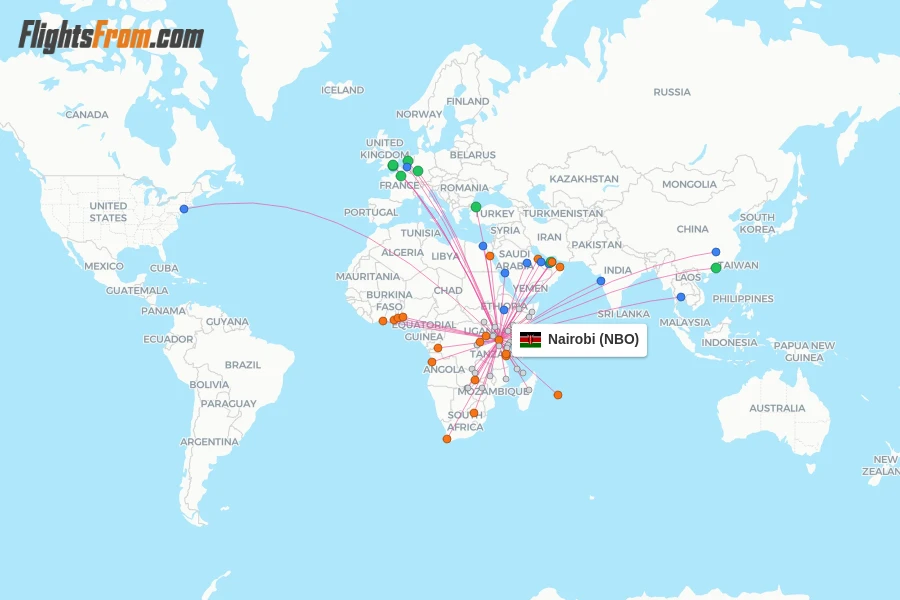 Nairobi flight map