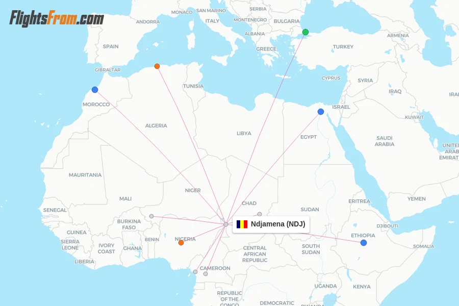 Ndjamena flight map