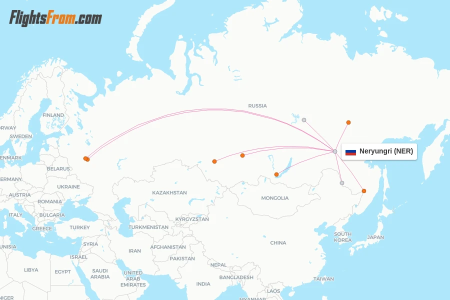 Neryungri flight map