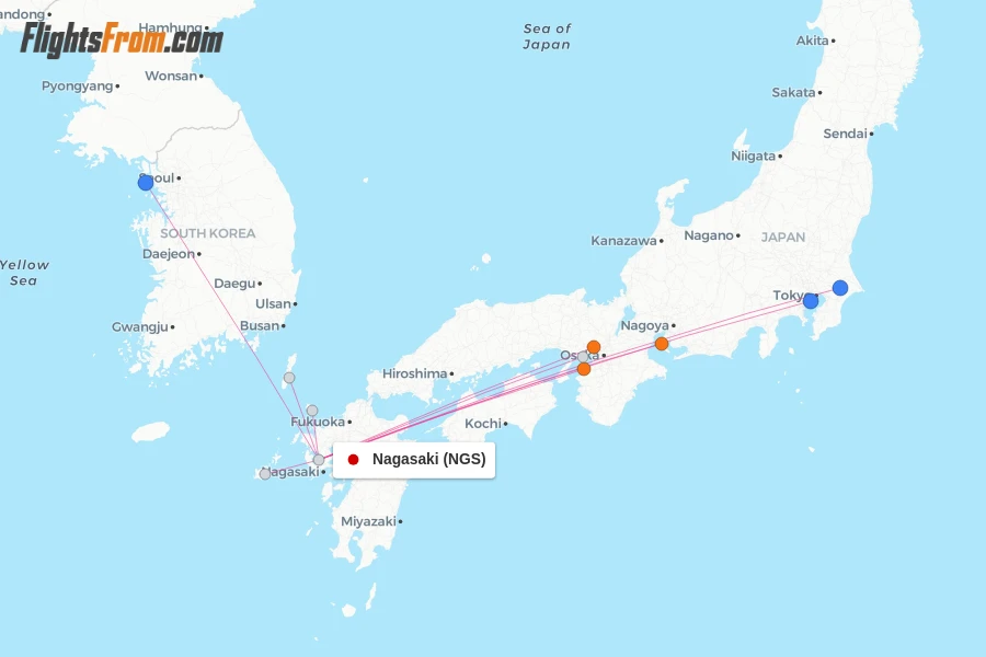 Nagasaki flight map