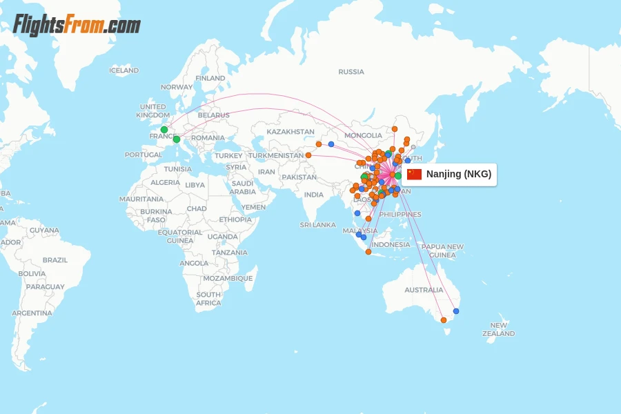 Nanjing flight map