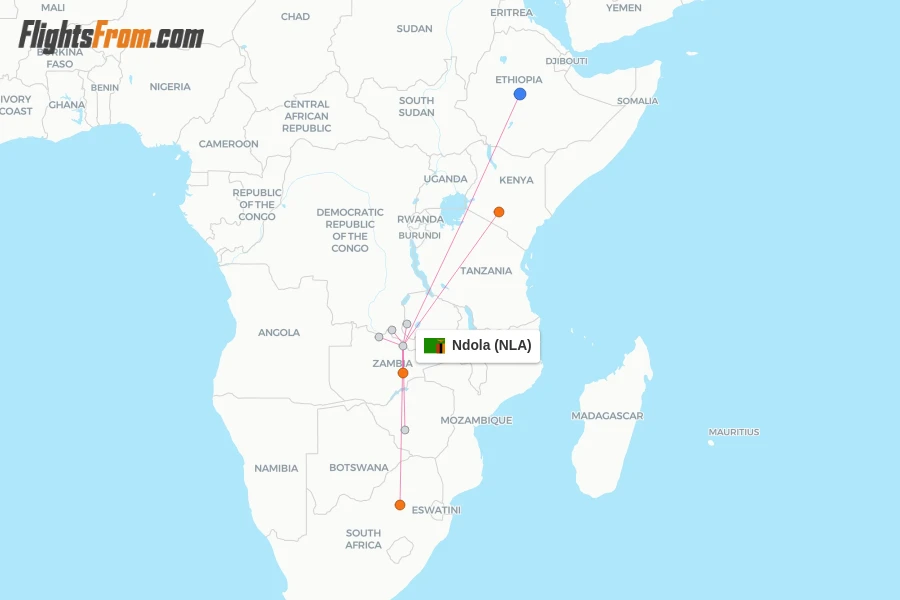 Ndola flight map