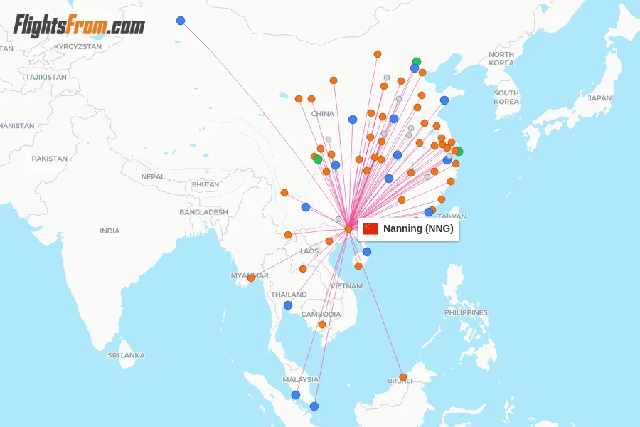 Nanning flight map
