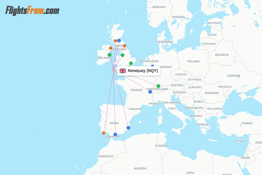 Newquay flight map