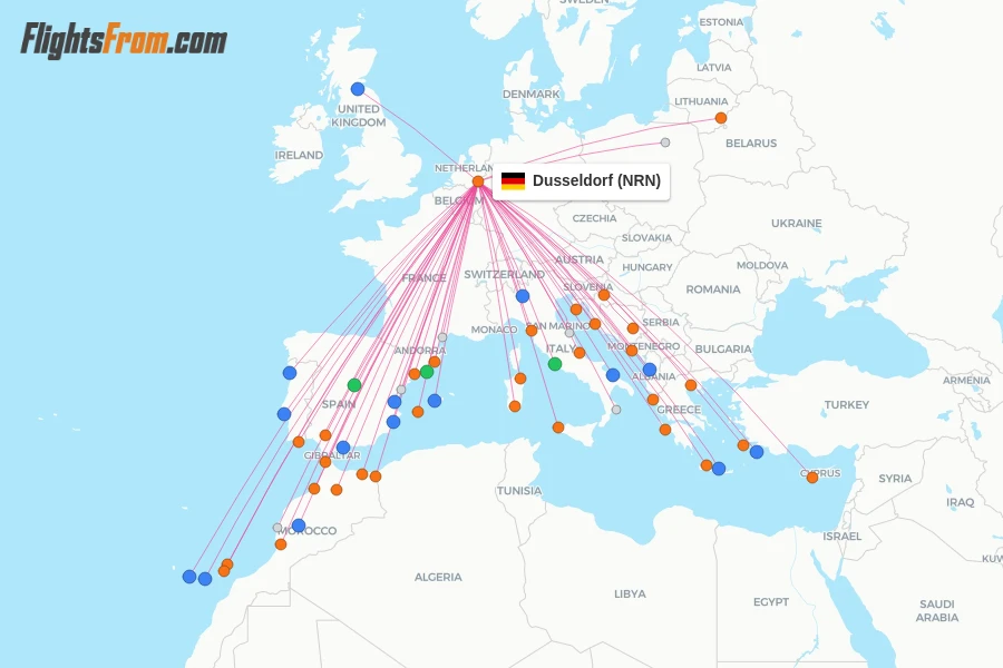 Dusseldorf flight map